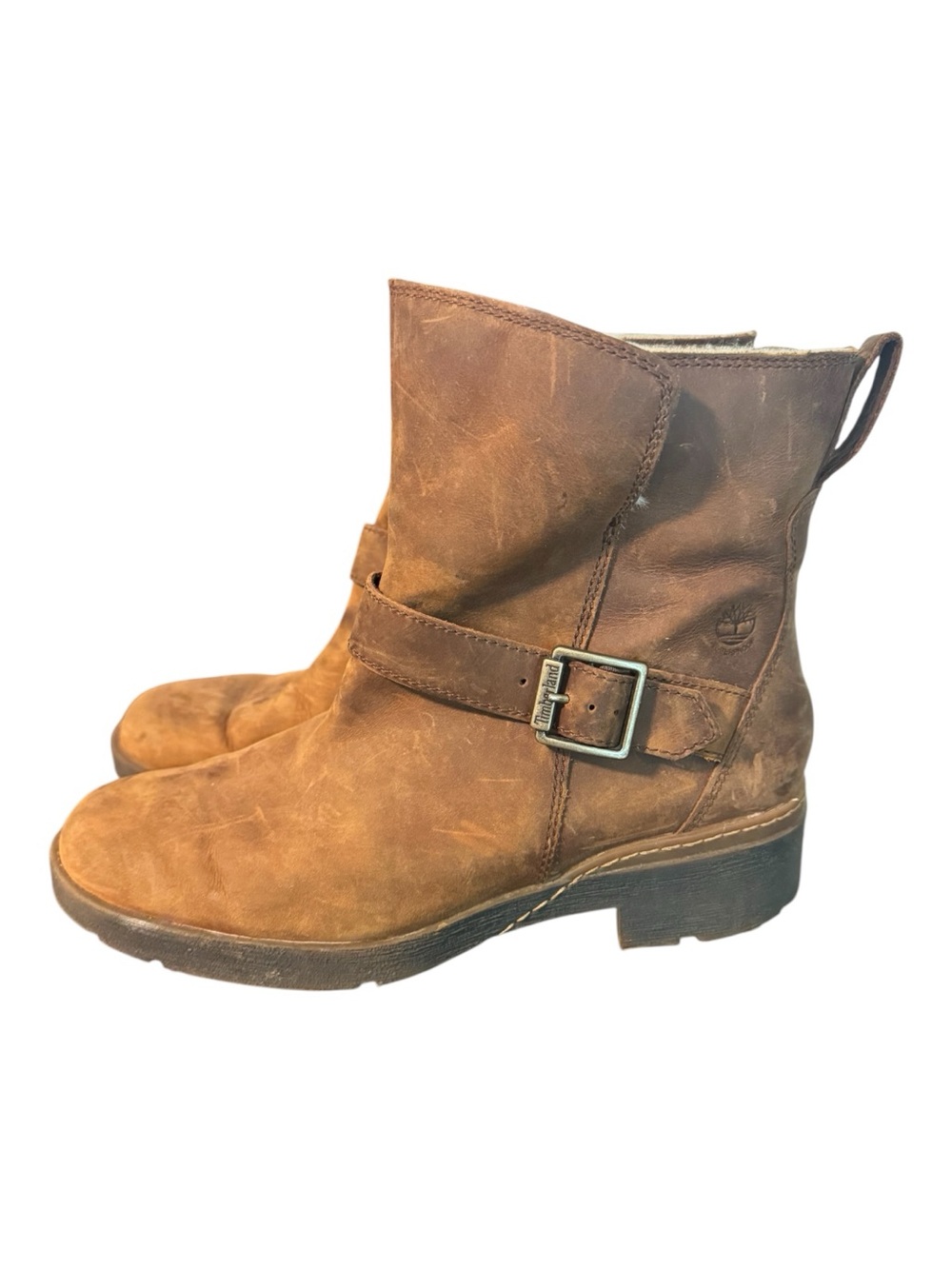 Timberland Graceyn Waterproof Leather Moto Boots Side Buckle Women’s Size 8